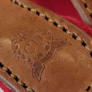 Vtg Christian Dior Men  Genuine Leather Red Canvas Belt Preppy Academia-used